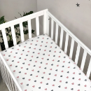 Husa saltea patuț bebe copii din bumbac 120 x 60 cm, Inimioare roz-gri (2)